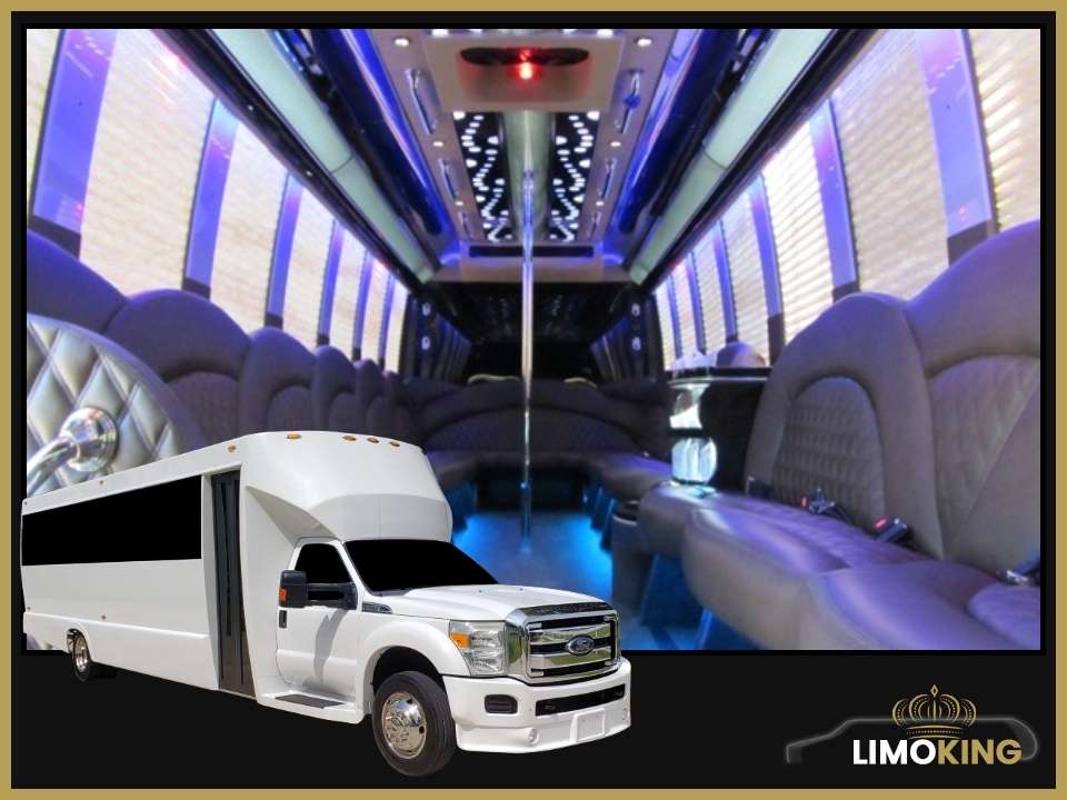 FORD F550 White Party Bus Rental Long Island